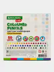 Карандаши цветные Brauberg Kids, 182004, для рисования в школу, набор 50 цветов