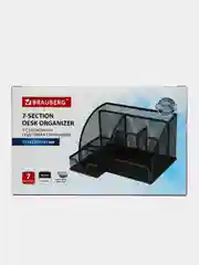 Подставка-органайзер для канцелярии Brauberg, 7 секций, 125х220х140 мм, черная