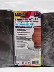 Глина для лепки 3 кг красная, готовая, размачиваемая, Brauberg Hobby