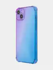 Фиолетовый чехол+стекло для Apple iPhone 15 Plus противоударный силиконовый ROSCO с усиленными углами