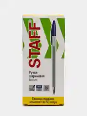 Ручка шариковая STAFF BP-01, синяя, КОМПЛЕКТ 50 шт, узел 1мм, линия 0,5мм, 880001