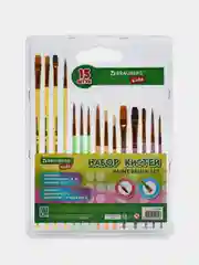 Кисти Brauberg Kids, 201081, для рисования в школу 15 шт, кисточки синтетика, щетина, пони