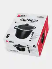 Кастрюля Нева Металл Посуда "Каменная", 5л, чёрный гранит, со стеклянной крышкой