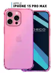 Розовый чехол + стекло для iPhone 15 Pro Max противоударный силиконовый ROSCO прозрачный с углами