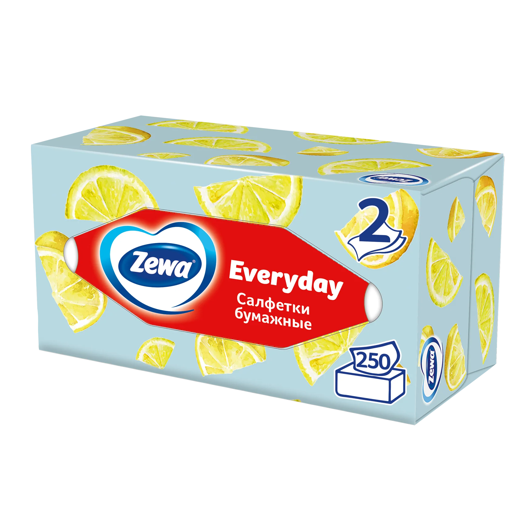 Салфетки бумажные в коробке Zewa Everyday, 2 слоя, 250 штук
