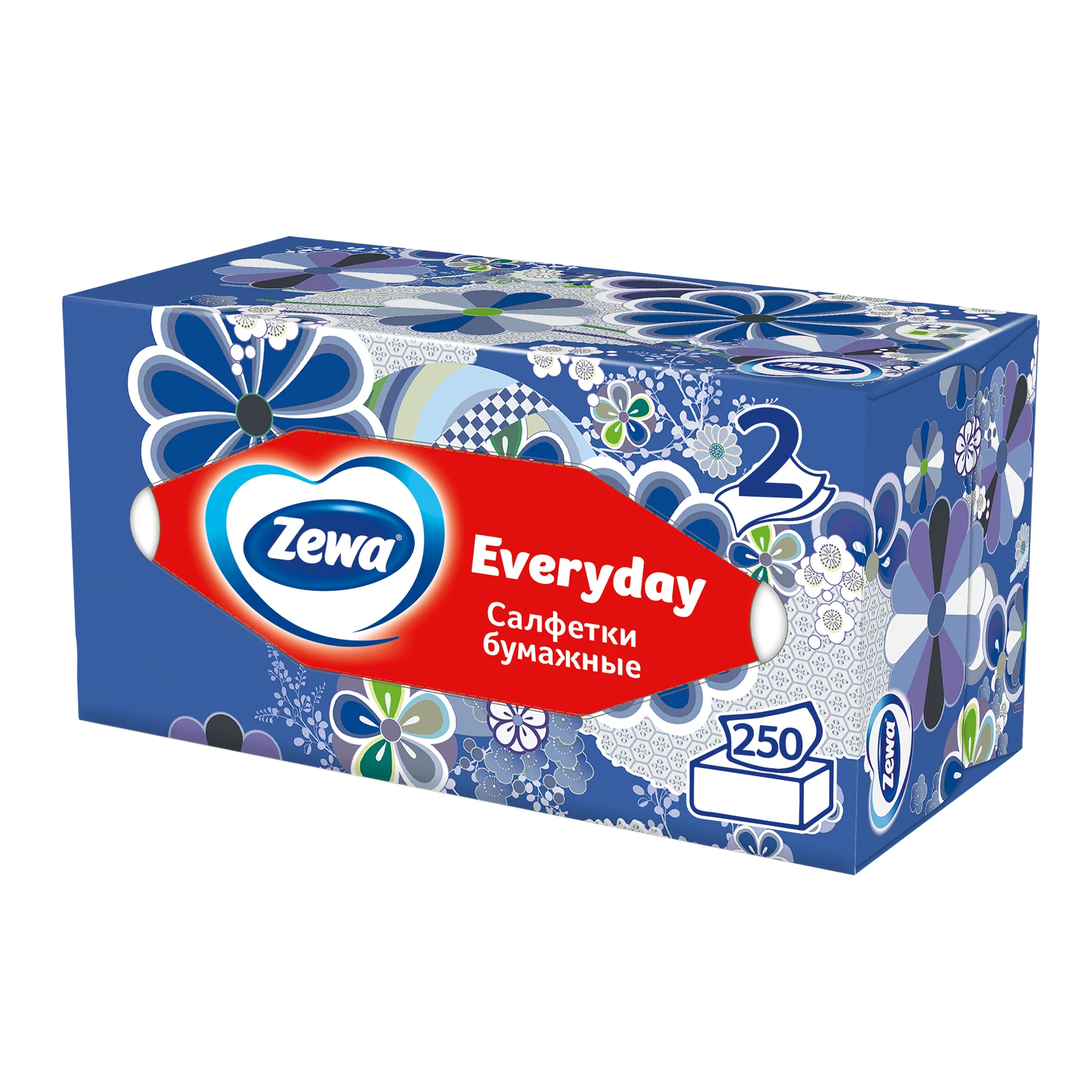 Салфетки бумажные в коробке Zewa Everyday, 2 слоя, 250 штук