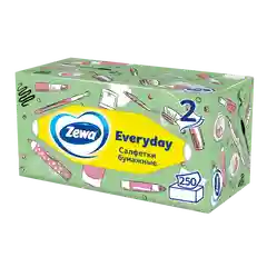 Салфетки бумажные в коробке Zewa Everyday, 2 слоя, 250 штук