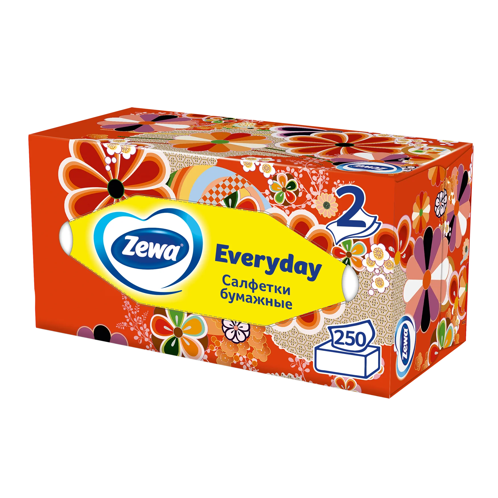 Салфетки бумажные в коробке Zewa Everyday, 2 слоя, 250 штук