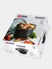 Казан Нева Металл Посуда, литой, с крышкой-сковородой, 3 л