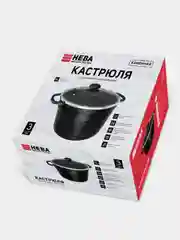 Кастрюля "НМП" 3л "Каменная, чёрный гранит" со стекл. крышкой Литая