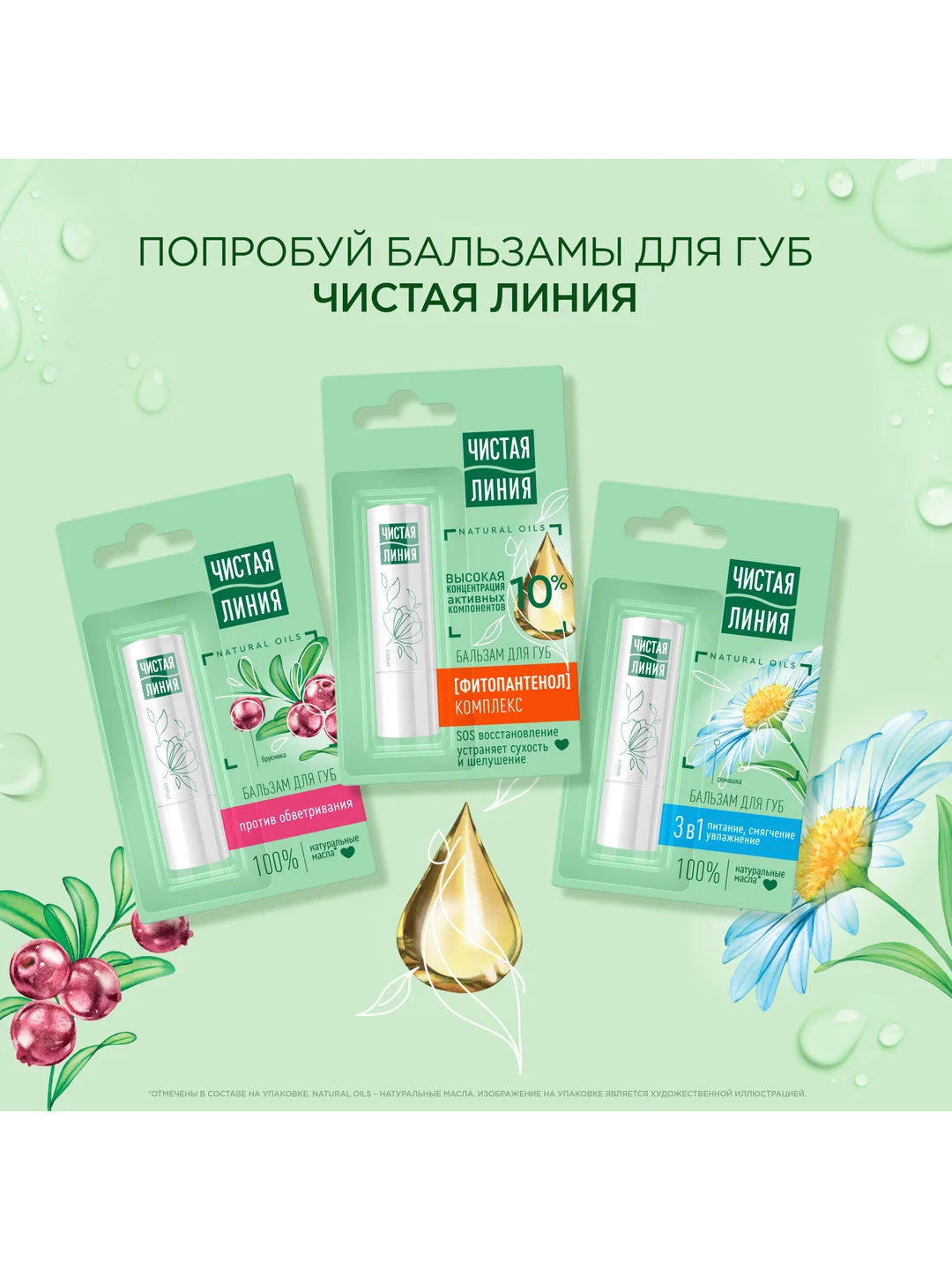 Бальзам для губ Чистая линия Фитопантенол, 4г
