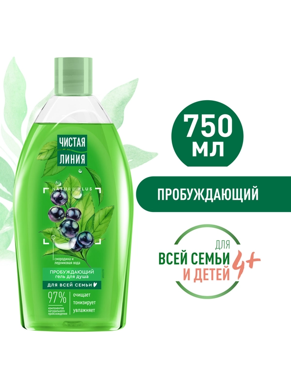 Гель для душа Чистая Линия "Смородина и ледниковая вода", 750 мл