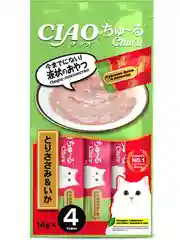 Лакомство INABA CIAO CHURU для кошек Пюре из куриного филе, стик 14г, 4 шт.