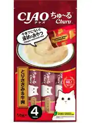 Лакомство INABA CIAO CHURU для кошек Пюре из куриного филе, стик 14г, 4 шт.