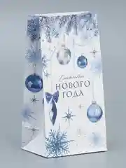 Белый пакет без ручек "Счастливого нового года"