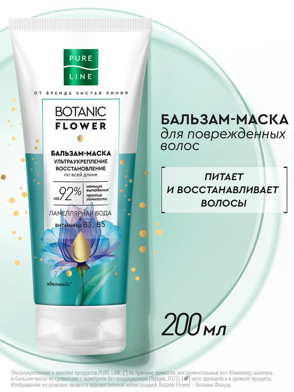 Бальзам-маска для волос "Ультраукрепление" Pure Line, 200 мл