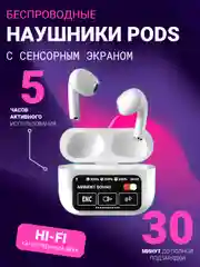 Беспроводные наушники Pods с сенсорным экраном на кейсе, управление с кейса