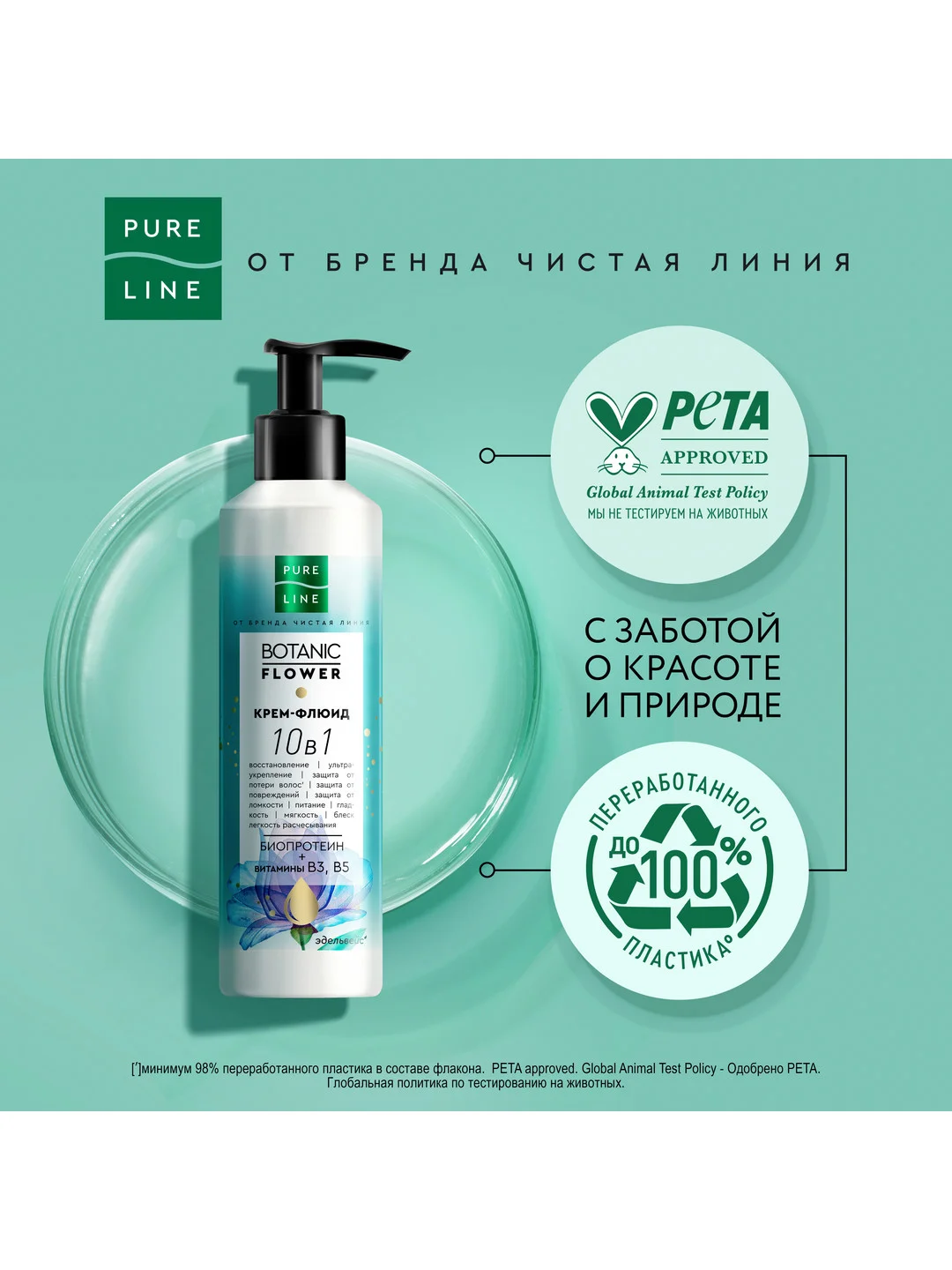 Крем-флюид для волос "Восстановление" Pure Line, 160мл