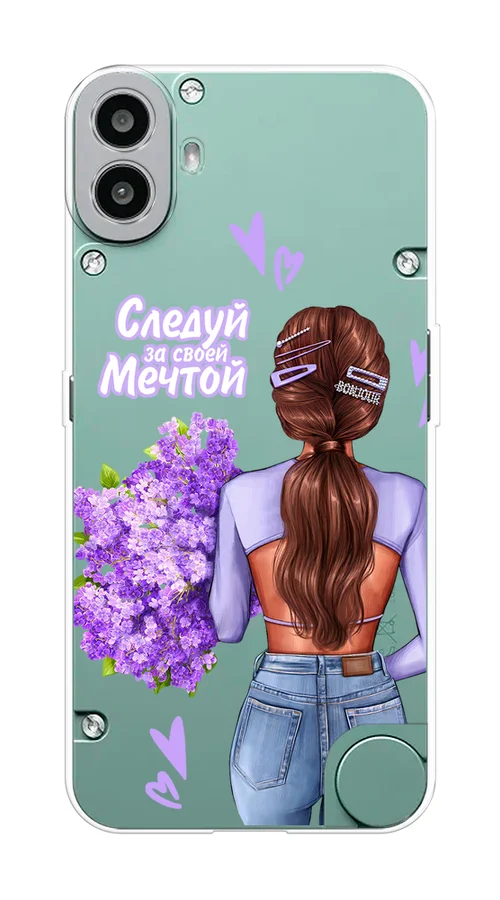 Сиреневый силиконовый чехол на CMF Phone 1 / CMF Фон 1 прозрачный, с принтом, защита камеры