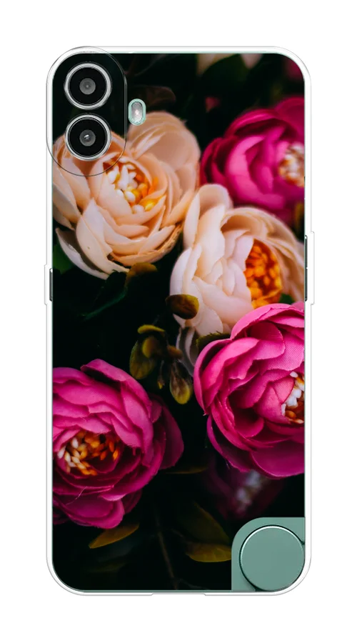Кораллово-розовый силиконовый чехол на CMF Phone 1 / CMF Фон 1 прозрачный, с принтом, защита камеры