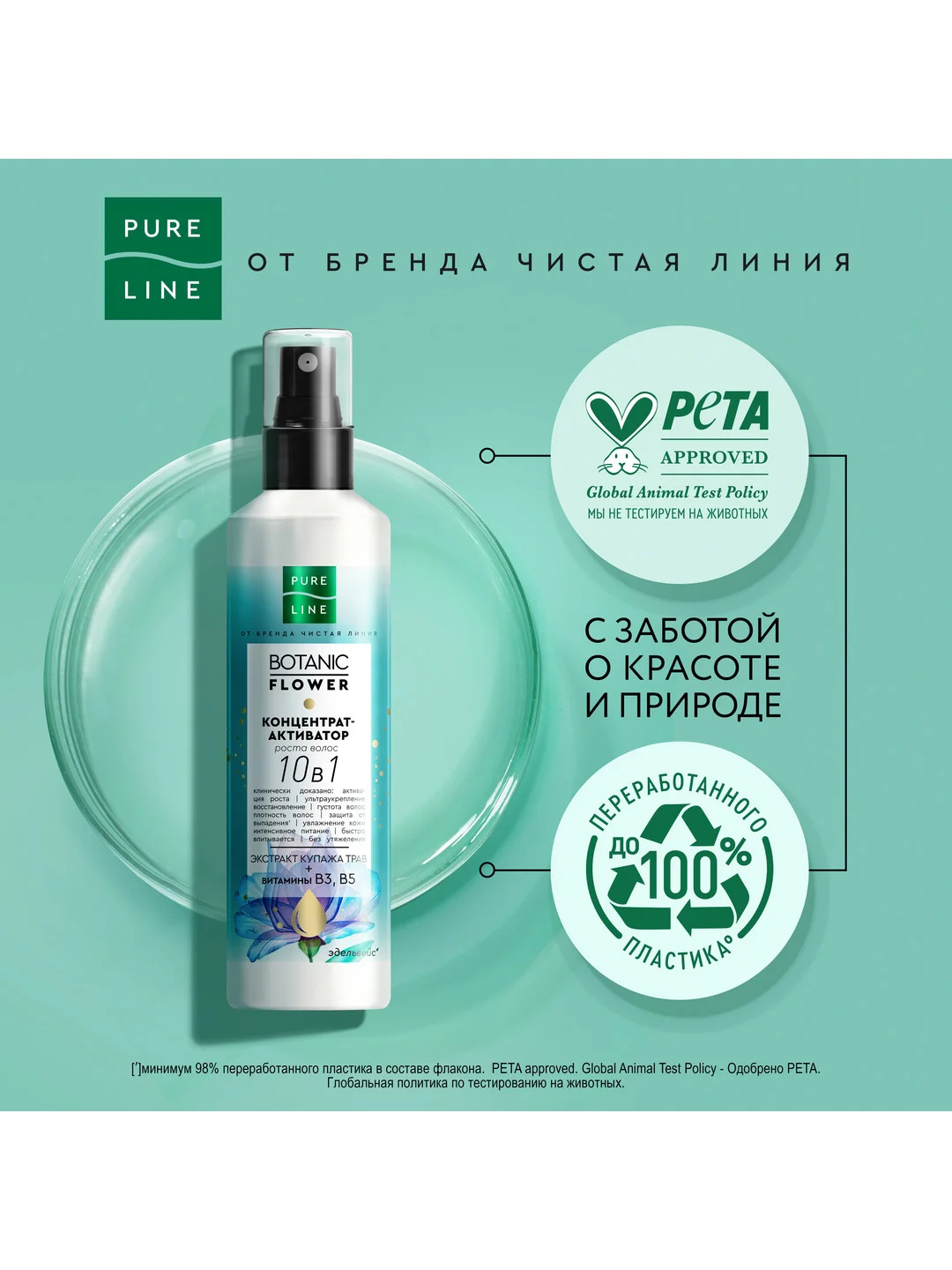 Концентрат-активатор роста волос Pure Line, 160мл