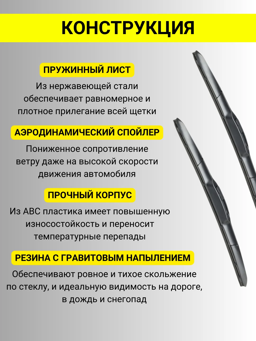 Комплект щеток ЛАДА ВАЗ 2110-2112 2109-2115 ЛОГАН ДАСТЕР ПРИОРА ГАЗЕЛЬ ЛАРГУС гибрид 2 шт