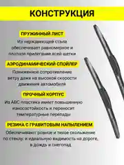 Комплект щеток ЛАДА ВАЗ 2110-2112 2109-2115 ЛОГАН ДАСТЕР ПРИОРА ГАЗЕЛЬ ЛАРГУС гибрид 2 шт