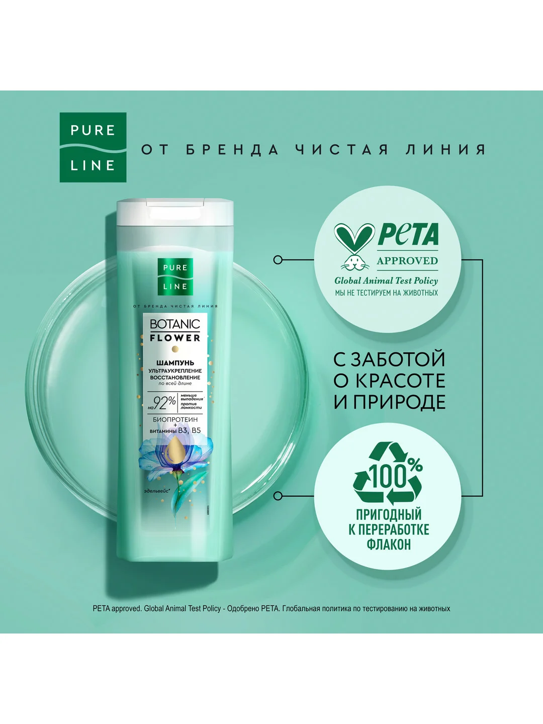 Шампунь "Ультраукрепление" PureLine, 400 мл