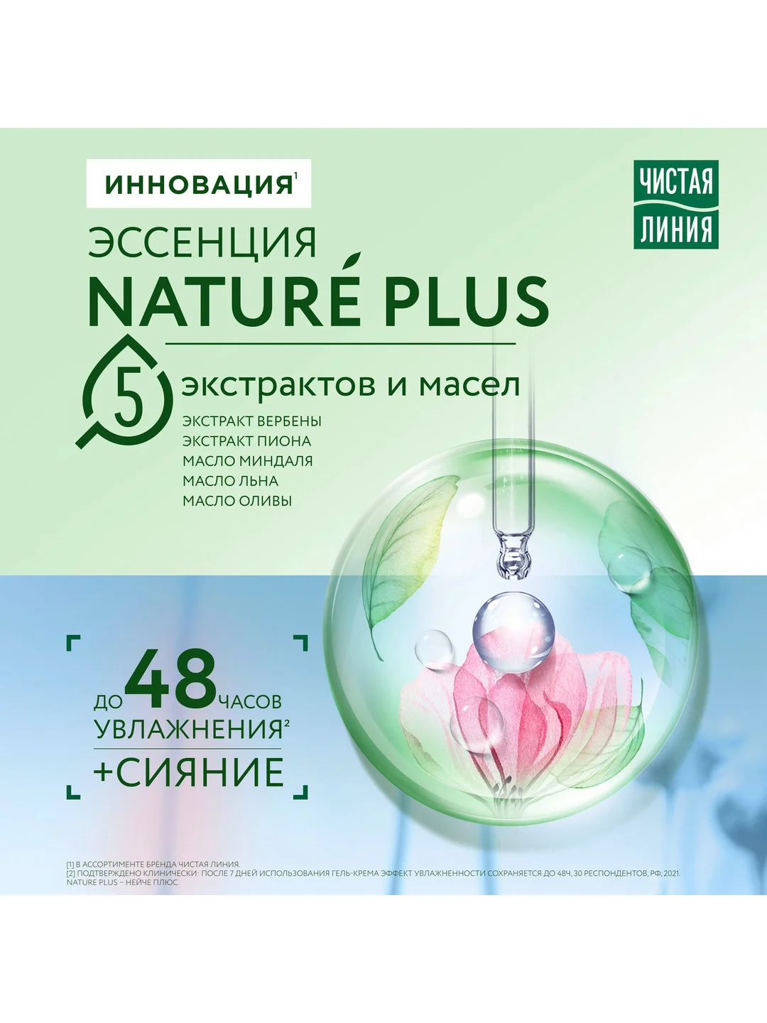 Гель-крем для лица Чистая линия "Интенсивное увлажнение", 30 мл
