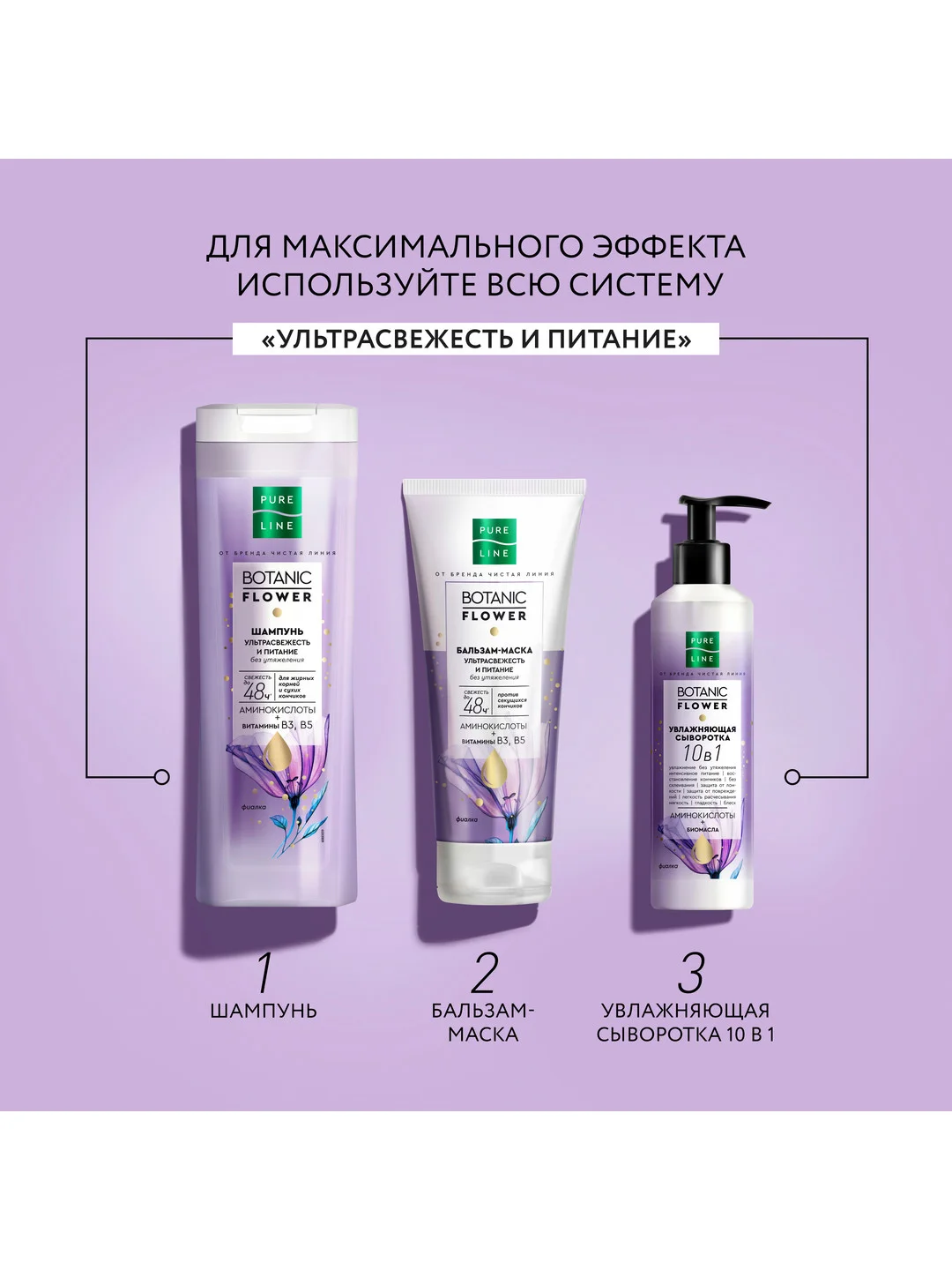 Увлажняющая сыворотка для волос "Увлажняющая" Pure Line, 160 мл