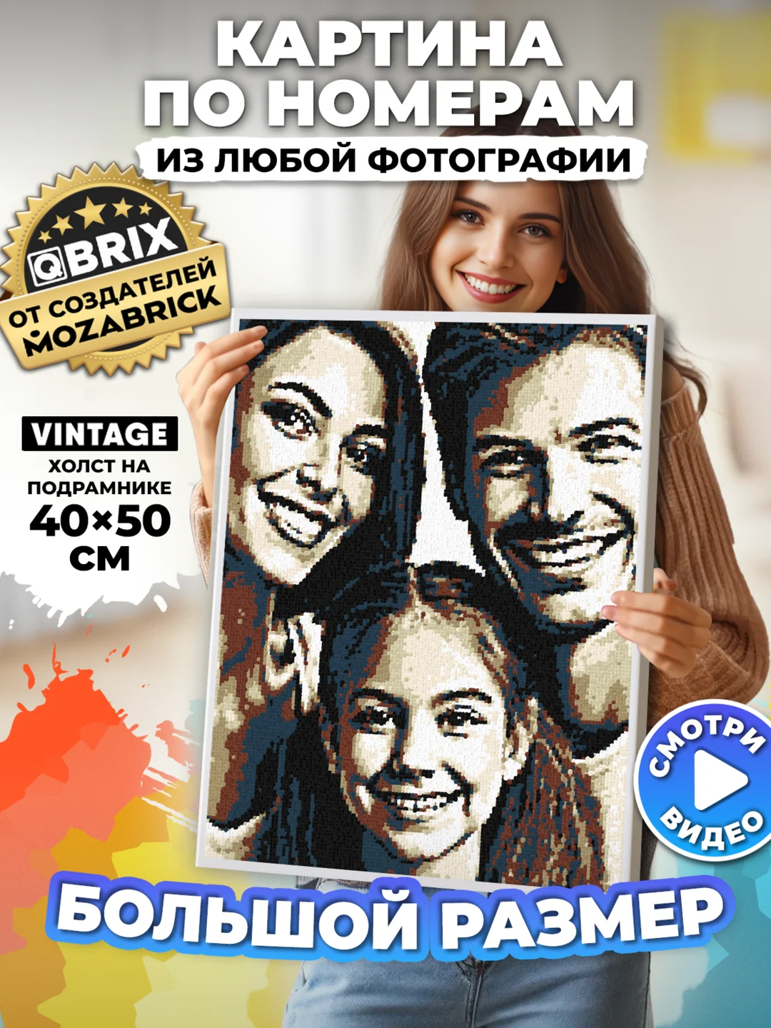 Картина по номерам на холсте из фото Qbrix 40х50 см