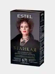 Стойкая крем-краска для седых волос ESTEL Великая "Тёмно-русый, коричнево-пепельный", 6/71