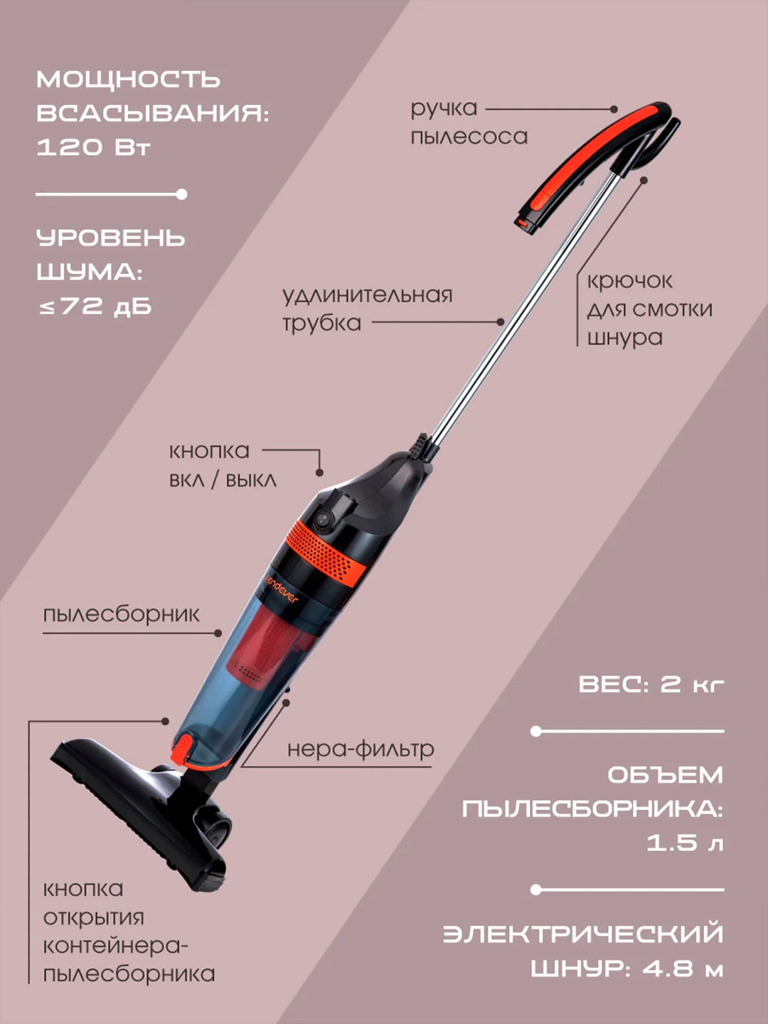 Вертикальный пылесос циклонного типа ENDEVER SKYCLEAN VC-294