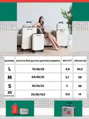 Белый чемодан на колесах, ударопрочный, облегченный из полипропилена