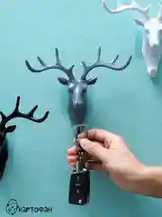 Серый крючок самоклеющийся для ключей украшений КАРТОФАН ключница настенная вешалка декоративная