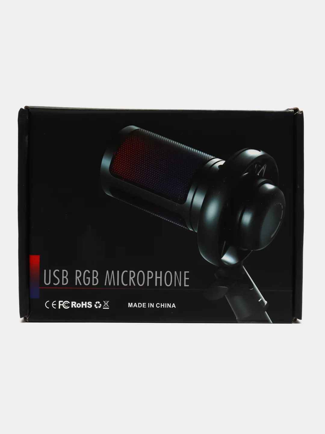 Белый микрофон игровой студийный конденсаторный для ПК с RGB-подсветкой
