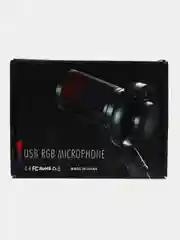 Белый микрофон игровой студийный конденсаторный для ПК с RGB-подсветкой