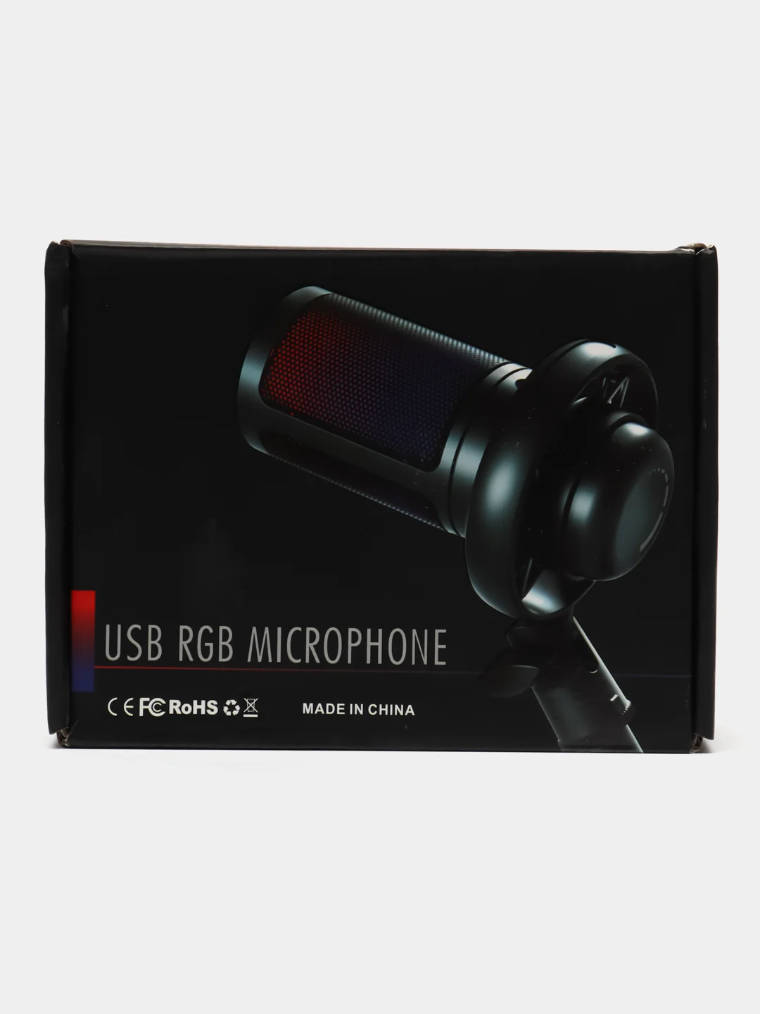 Черный микрофон игровой студийный конденсаторный для ПК с RGB-подсветкой