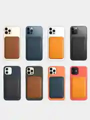 Белый картхолдер (визитница) MagSafe Leather Wallet для Apple iPhone с логотипом