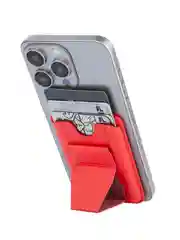 Красный картхолдер-подставка MagSafe Wallet для iPhone кожаный магнитный BROSCORP карман-кошелек