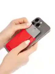 Красный картхолдер-подставка MagSafe Wallet для iPhone кожаный магнитный BROSCORP карман-кошелек