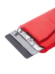 Красный картхолдер-подставка MagSafe Wallet для iPhone кожаный магнитный BROSCORP карман-кошелек