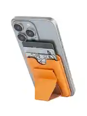 Коричневый картхолдер-подставка MagSafe Wallet для iPhone кожаный магнитный BROSCORP карман-кошелек
