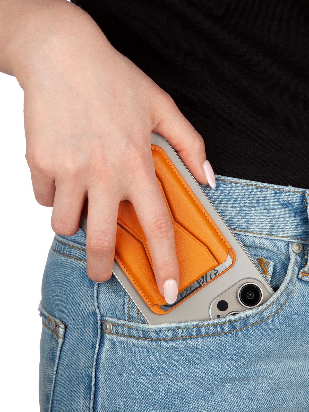 Коричневый картхолдер-подставка MagSafe Wallet для iPhone кожаный магнитный BROSCORP карман-кошелек