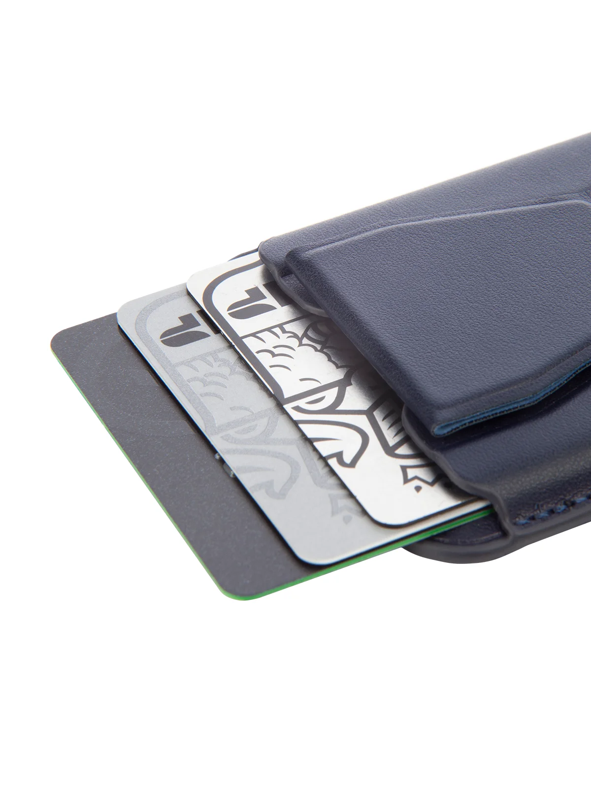Синий картхолдер-подставка MagSafe Wallet для iPhone кожаный магнитный BROSCORP карман-кошелек