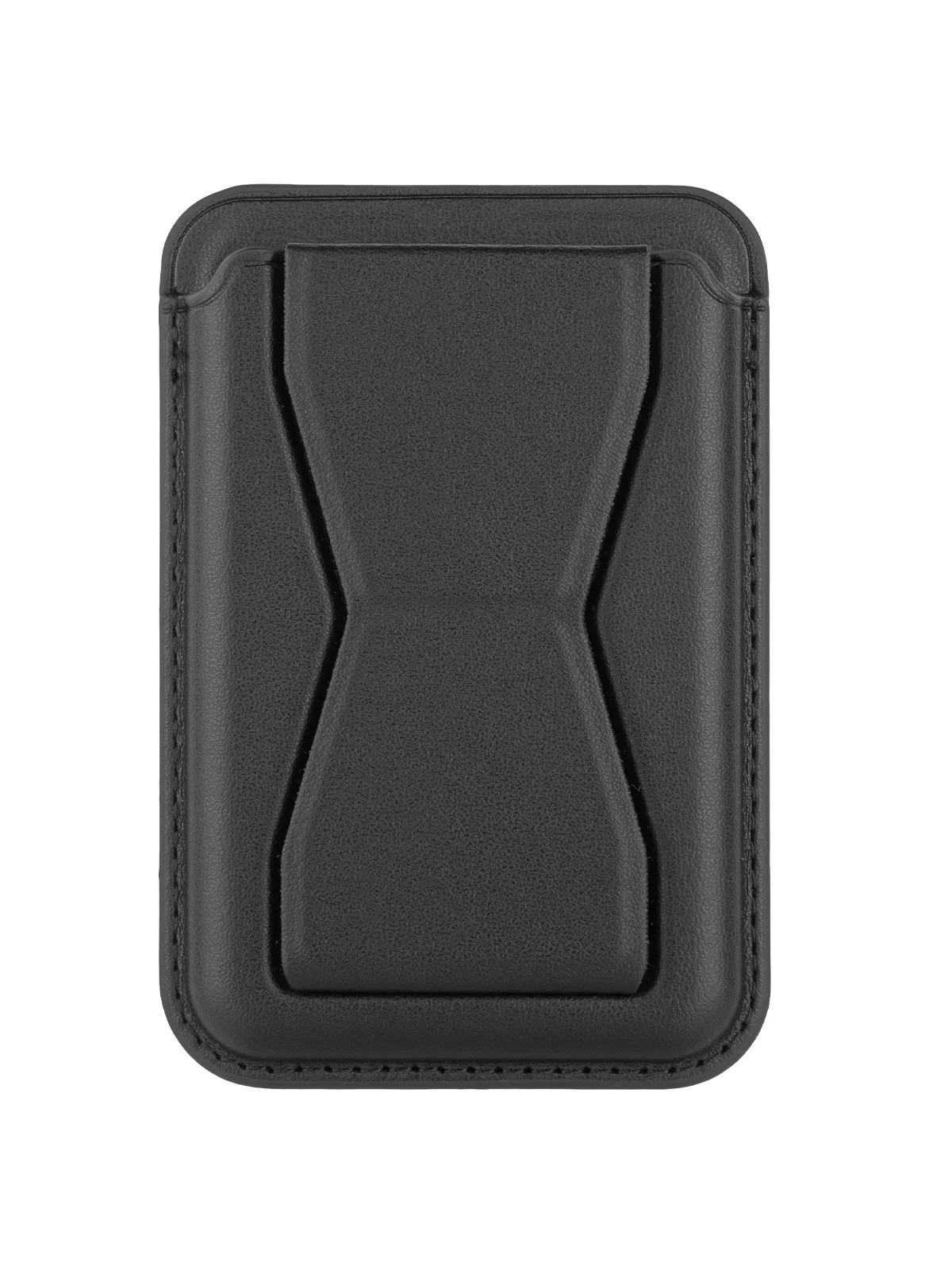Черный картхолдер-подставка MagSafe Wallet для iPhone кожаный магнитный BROSCORP карман-кошелек
