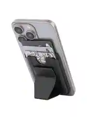 Черный картхолдер-подставка MagSafe Wallet для iPhone кожаный магнитный BROSCORP карман-кошелек