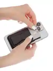Черный картхолдер-подставка MagSafe Wallet для iPhone кожаный магнитный BROSCORP карман-кошелек