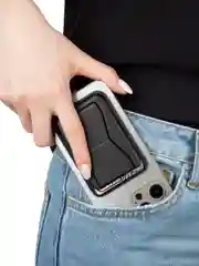 Черный картхолдер-подставка MagSafe Wallet для iPhone кожаный магнитный BROSCORP карман-кошелек