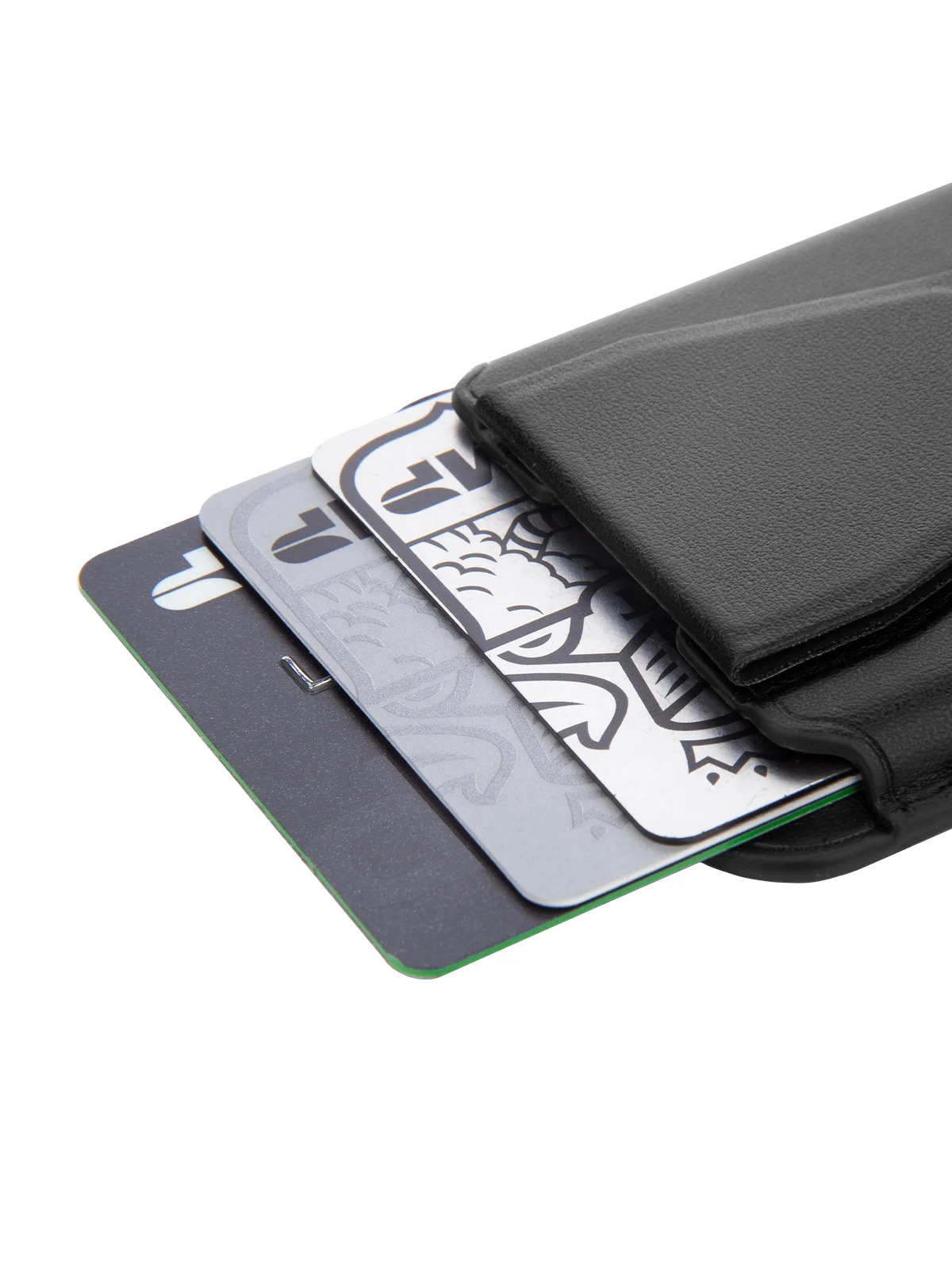 Черный картхолдер-подставка MagSafe Wallet для iPhone кожаный магнитный BROSCORP карман-кошелек